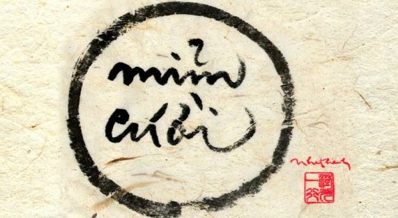 mỉm cười thư pháp làng mai